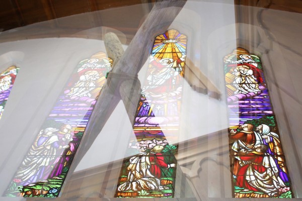 Stained glass inside the church